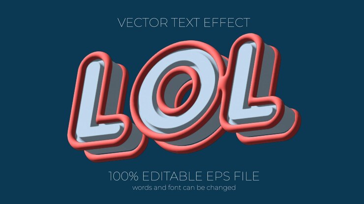 Vector lol 편집 가능한 텍스트 효과 스타일 eps 편집 가능한 텍스트 효과