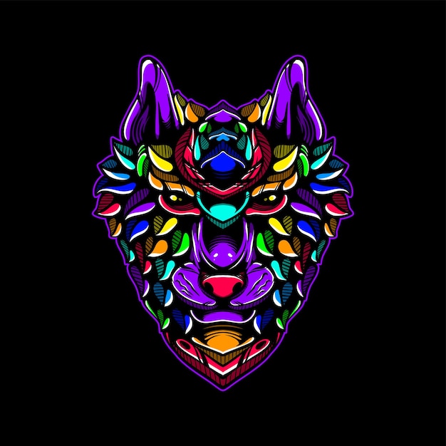 lolipop color decorative wolf pattern mascot