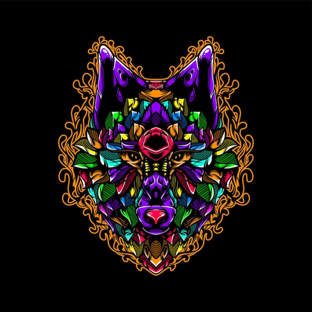 lolipop color decorative wolf pattern mascot