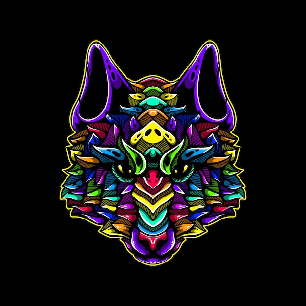 Vector lolipop color decorative wolf pattern mascot