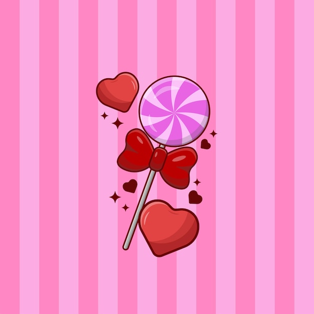 Lolipop snoep met hart vorm Vector