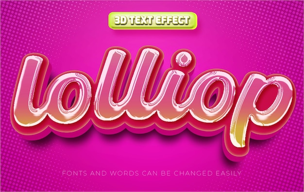 Lollipop 3d bewerkbare tekst effect stijl
