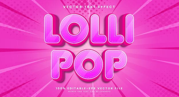 lollipop 3D 편집 가능한 텍스트 효과 템플릿 Candy Style에 적합합니다