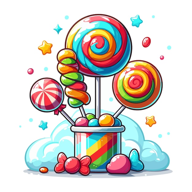 Vector lollipop candy cartoon vector illustration on white background