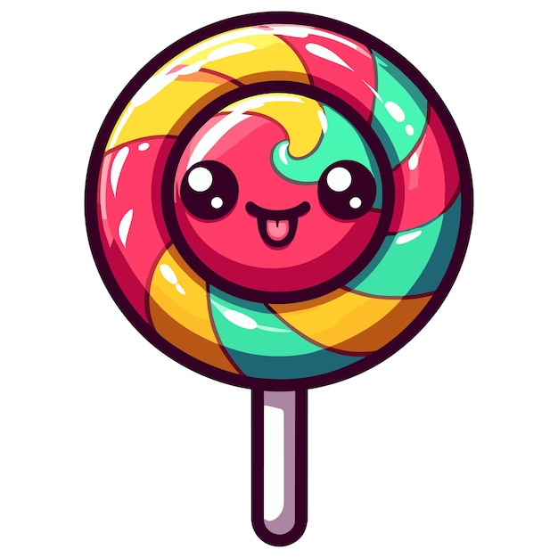 Vector lollipop candy cartoon vector illustration on white background