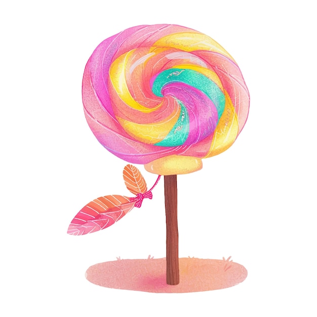 Vector lollipop candy watercolor illustration 1