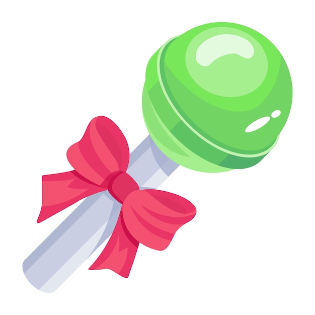 A lollipop decorated with ribbon isometric vector design