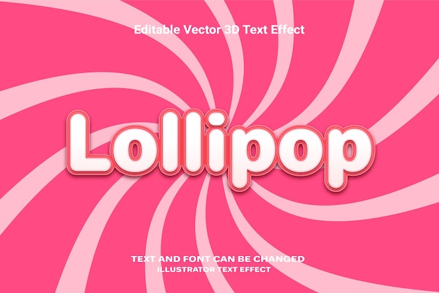 Lollipop editable 3d text effect vector