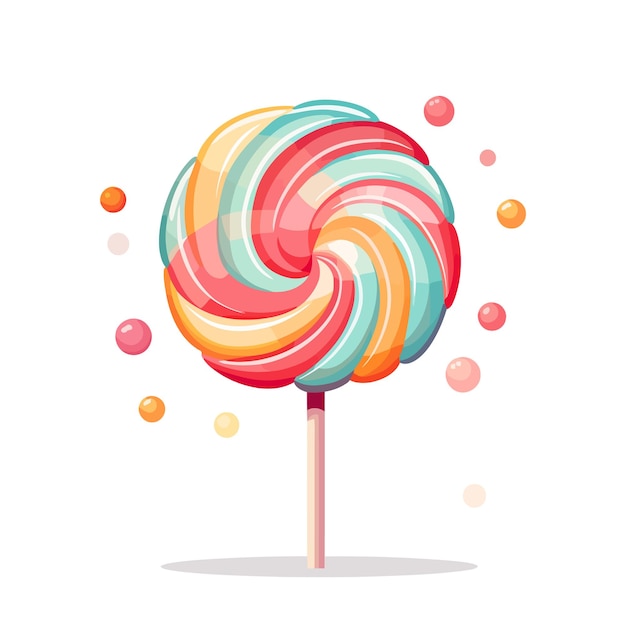 Lollipop image isolated Sweet spiral lollipop on stick Twisted candy image in flat design Vector illustration