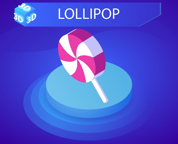 Lollipop isometrisch ontwerp pictogram Vector web illustratie 3d kleurrijke concept