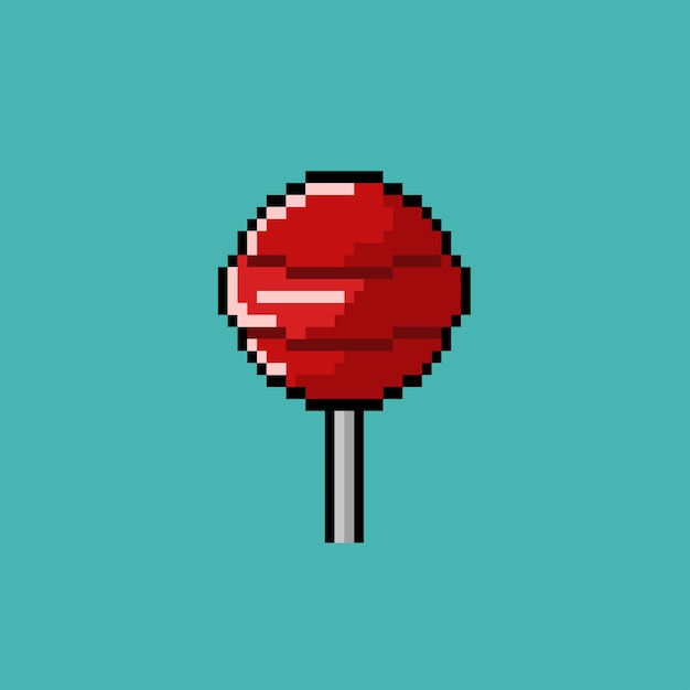 Lollipop red candy with pixel art style