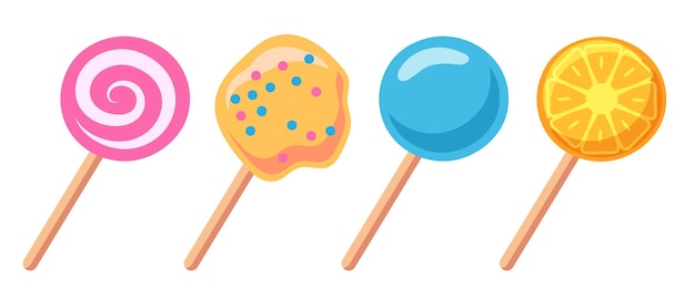Lollipop set Vector snoep geïsoleerd op witte achtergrond