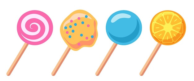 Lollipop set Vector snoep geïsoleerd op witte achtergrond