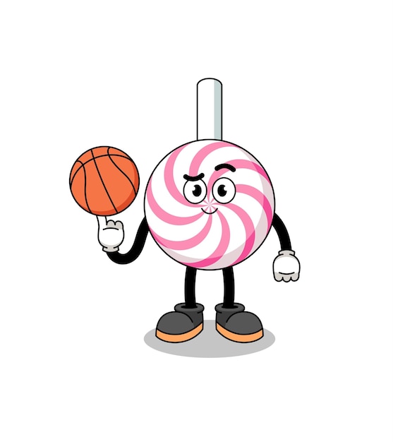 Vector lollipop-spiraalillustratie als basketbalspeler