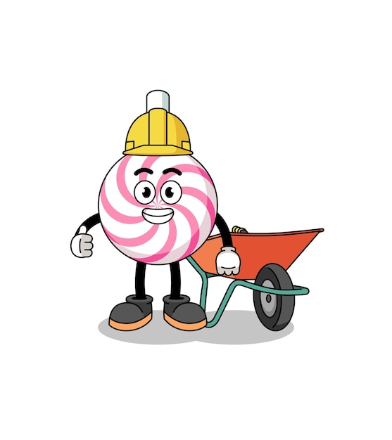 Vector lollipop spiral cartoon as a contractor