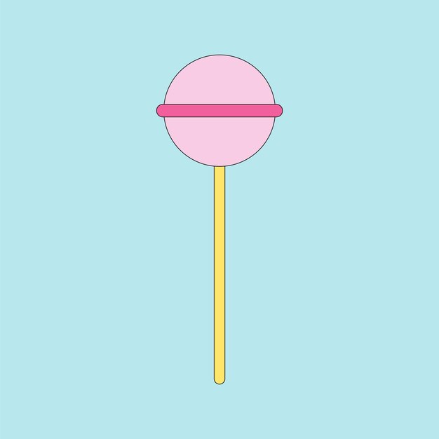 Vector lollipop in the style of the 90s round hard sugar candy on stick nostalgia for the 1990s