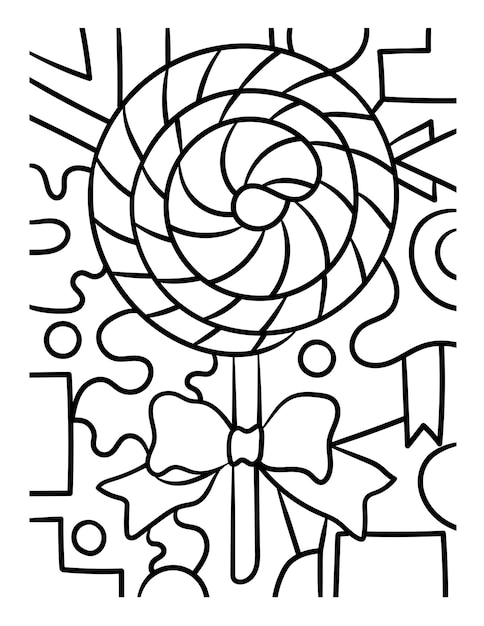 Lollipop Sweet Candy Coloring Page for Kids