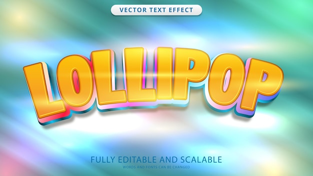 lollipop text effect with gradient color background editable eps file