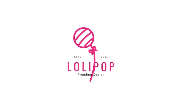 막대 사탕 라인 핑크 로고 기호 아이콘 벡터 그래픽 디자인 일러스트 레이 션