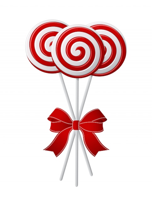 Lollipops with red ribbon