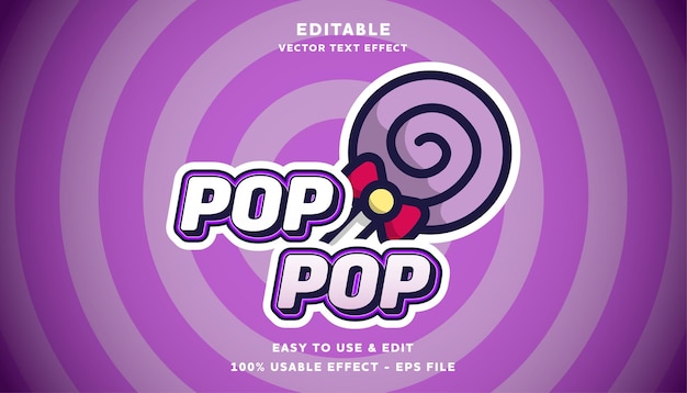 Lolly pop zoet bewerkbaar logotype met moderne en eenvoudige stijl, bruikbaar voor logo of campagnetitel