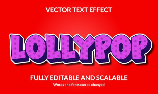 Lollypop editable 3d text style effect