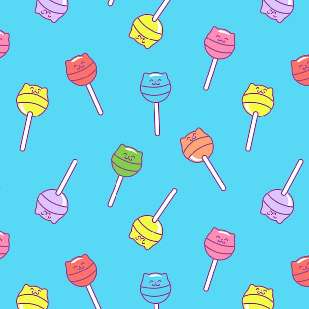 Lollypop pattern with kitty faces