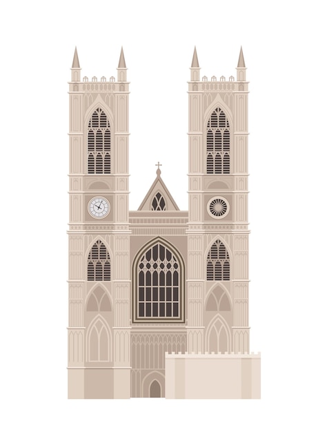 Londen architectuurelement Traditionele Groot-Brittannië bezienswaardigheden Grijze oude toren of kasteel Reizen naar Verenigd Koninkrijk Cartoon platte vectorillustratie geïsoleerd op een witte achtergrond