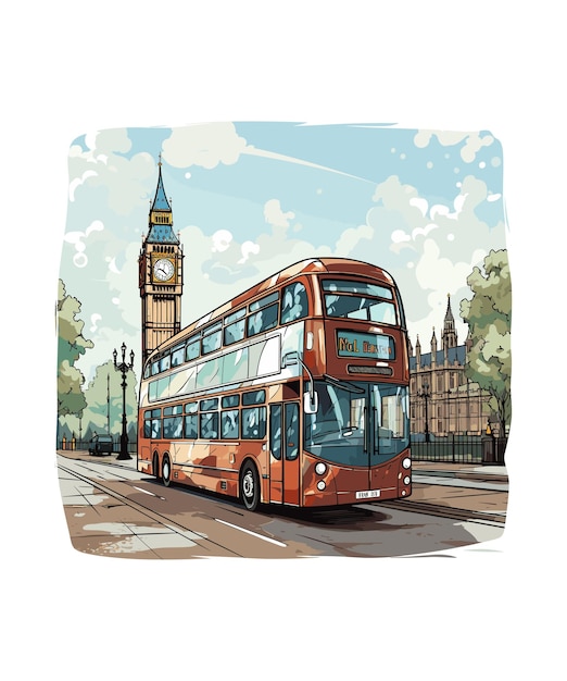 Londen stad en bus illustratie