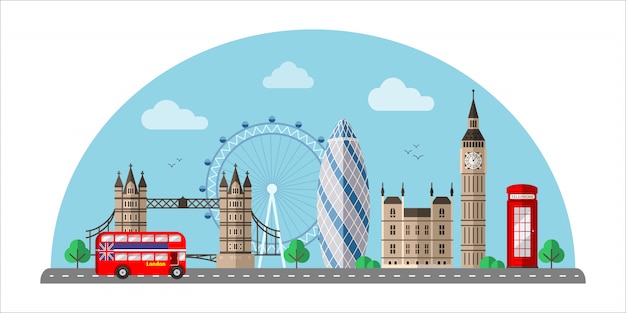 Londen stadsgezicht egale kleur illustratie