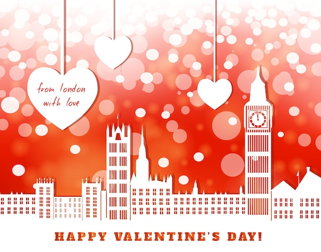 Vector london on abstract red background