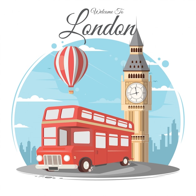 Vector london and big ben, england, landmark, travel