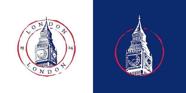 Vector london big ben logo landmark seal logo modern and vintage england britain uk icon