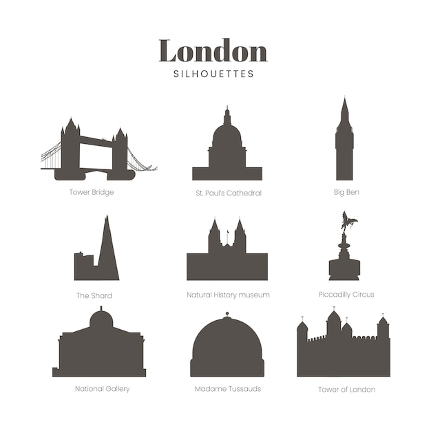 Siluetta dell'orizzonte della città di londra