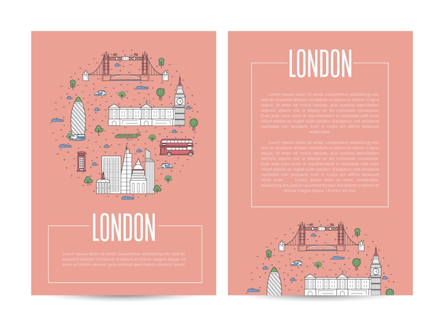 Vector london city traveling advertising in linear style