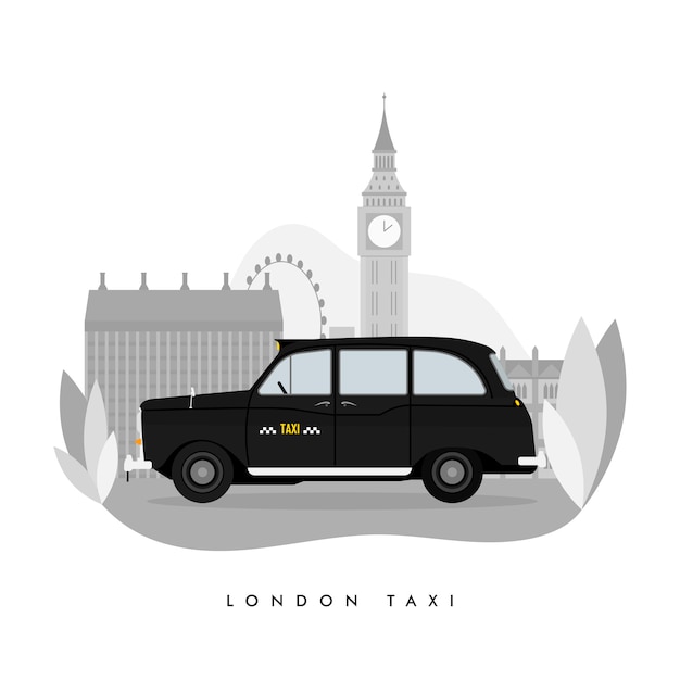 Illustrazione nera classica del taxi di londra