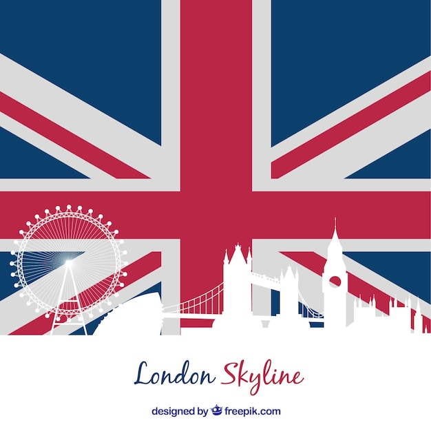 London flag skyline silhouette