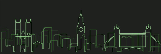 Vector london futurist technology light trace skyline