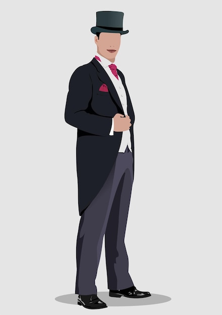 London gentleman Color 3d vector illustration