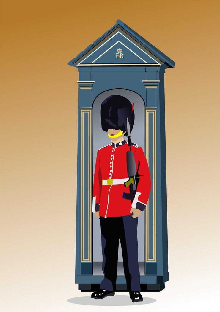 Vector london guard colored 3d vector hand draewn illustration for designers