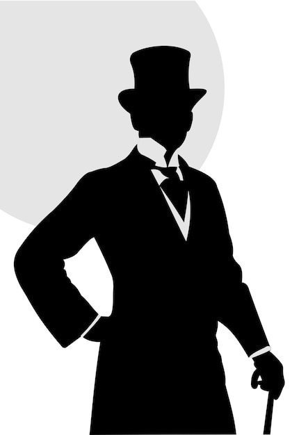 ベクトル ロンドンのハンサムな紳士白黒ベクトル図