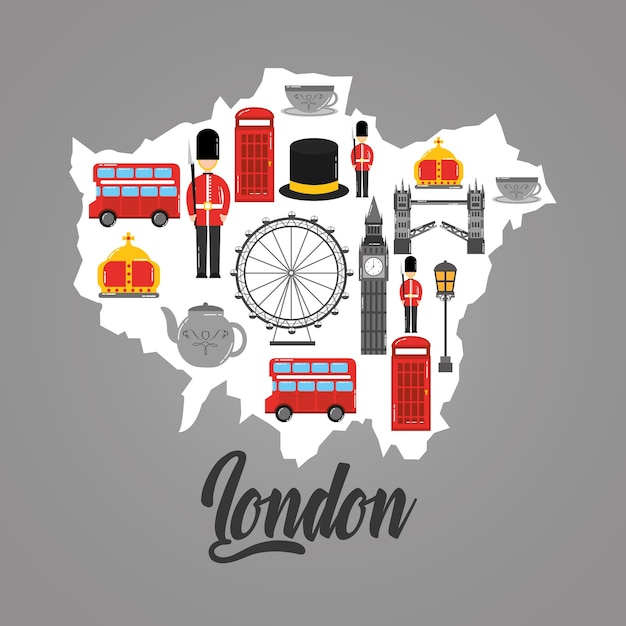 Vector london map with uk landmark symbol inside