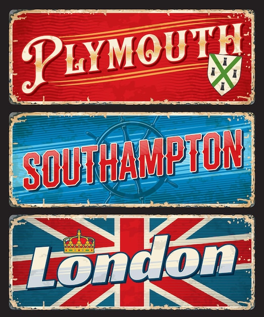 London Plymouth Southampton city travel plates