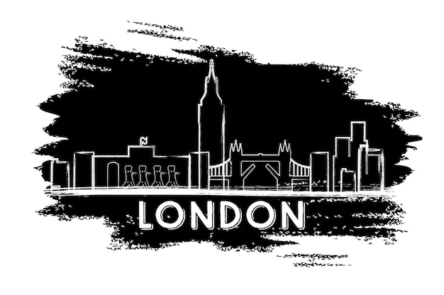 London skyline silhouette. hand drawn sketch. vector illustration. business travel and tourism concept with historic architecture. image for presentation banner placard and web site.