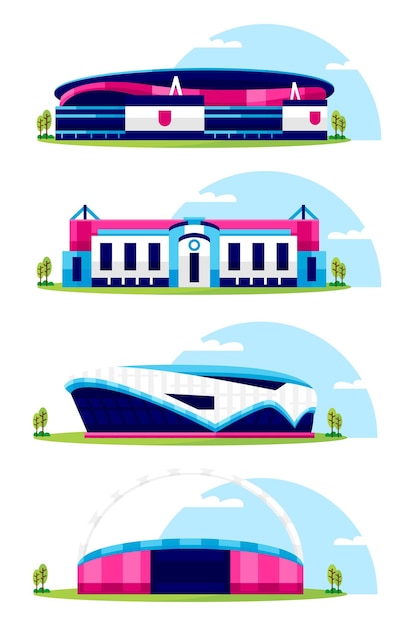 Illustrazione di stile piano del fumetto dello stadio di londra