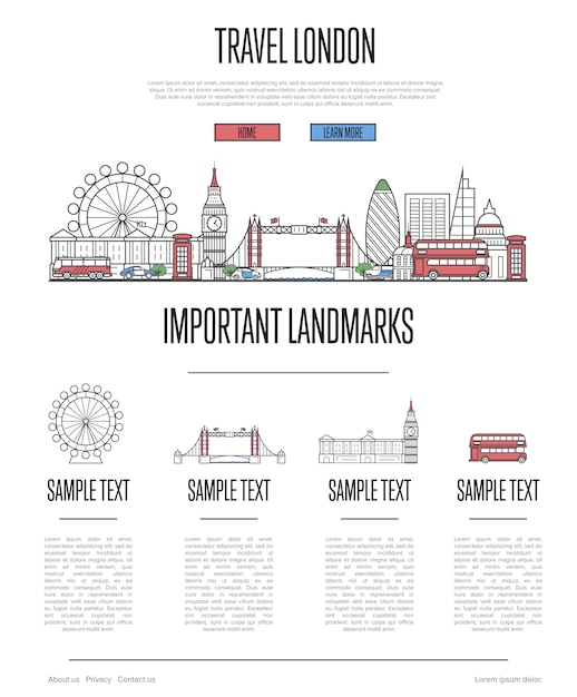 Лондонская туристическая инфографика в линейном стиле