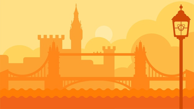 城と川のベクトルとロンドン英国の風景