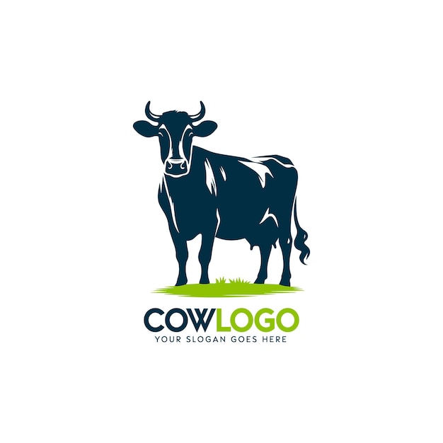 Lone cow with green accents and company name