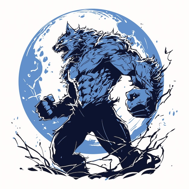 A lone werewolf howling under a full moon a chilling Halloween scene Vector Illustration