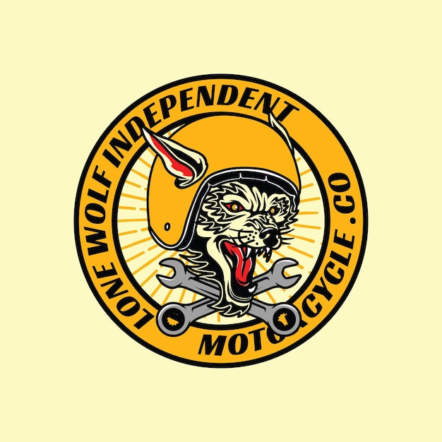 Lonewolf motorcycle club-logobadge met vintage retrostijl